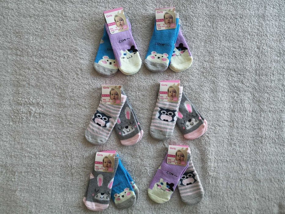 Nowe skarpety skarpetki niemowlęce frotte z ABS 0-8 mies zestaw 12 par