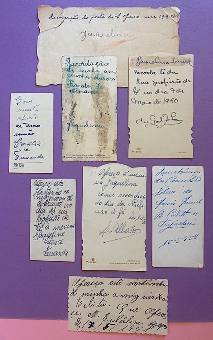 COLEÇÃO DE 49 PAGELAS RELIGIOSAS anos 47/48/49 com dedicatórias