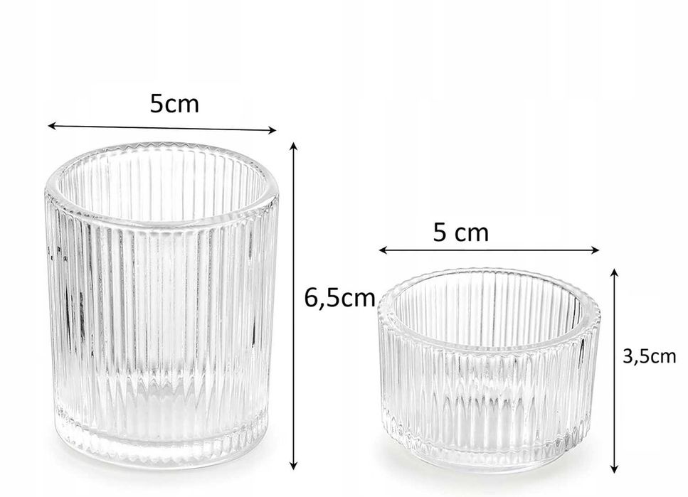 Szklane świeczniki, zestaw 8 sztuk retro na tealighty - wesele, święta