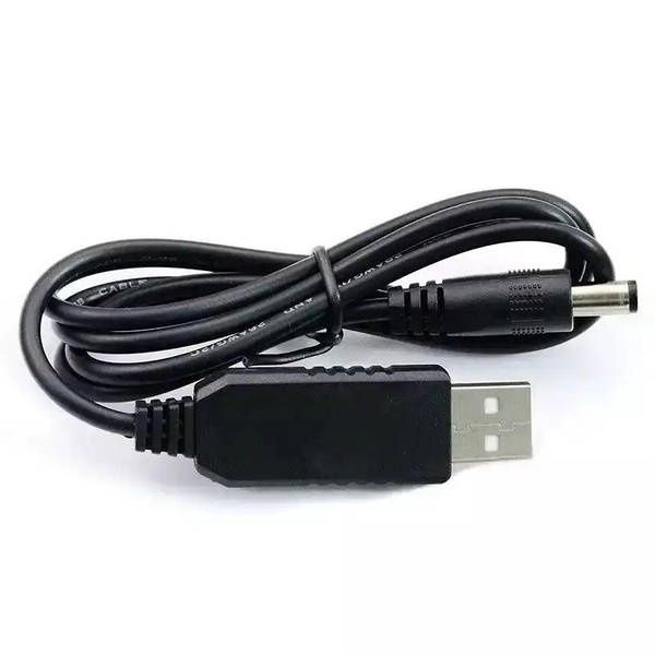 Кабель переходник 5-9В, USB – 5.5x2.1мм, 1м, для питания роутера модем