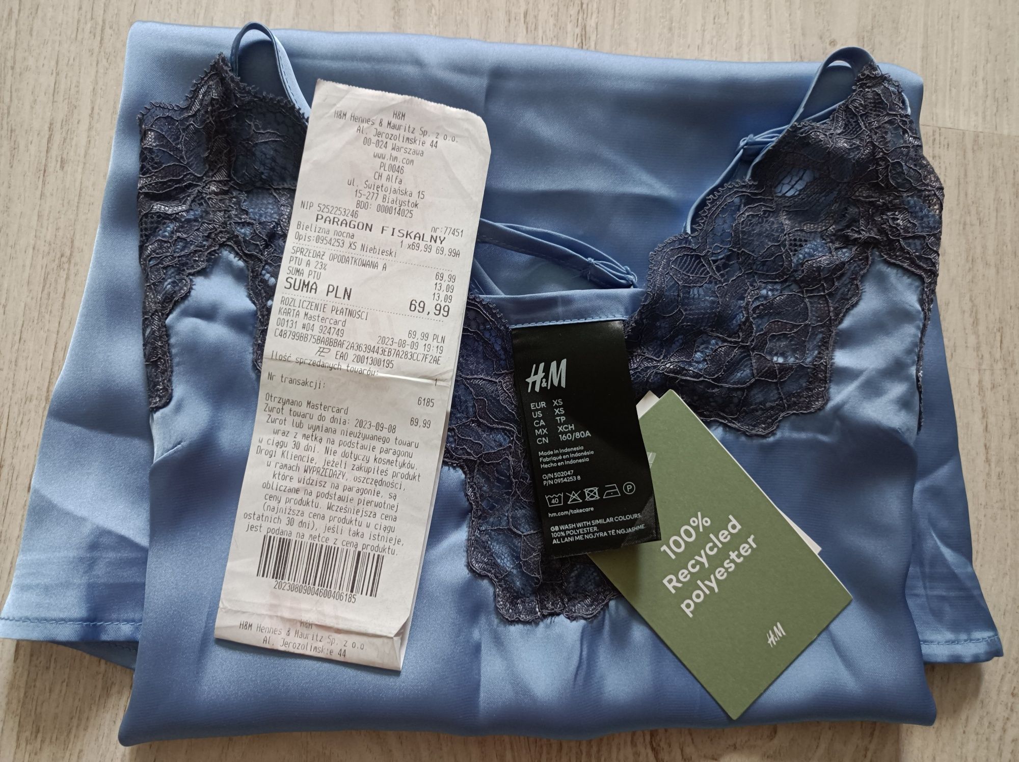 Satynowa koszulka nocna r.XS NOWA! H&M 30zł.