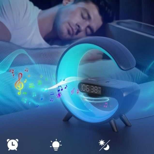 Nowoczesna Ładowarką Indukcyjną  RGB z Głośnikiem Bluetooth