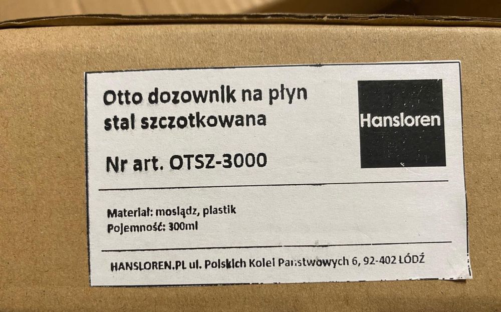 Nowy dozownik do mydła OTSZ-3000 Hanzloren OTTO. Nowy fabryczny