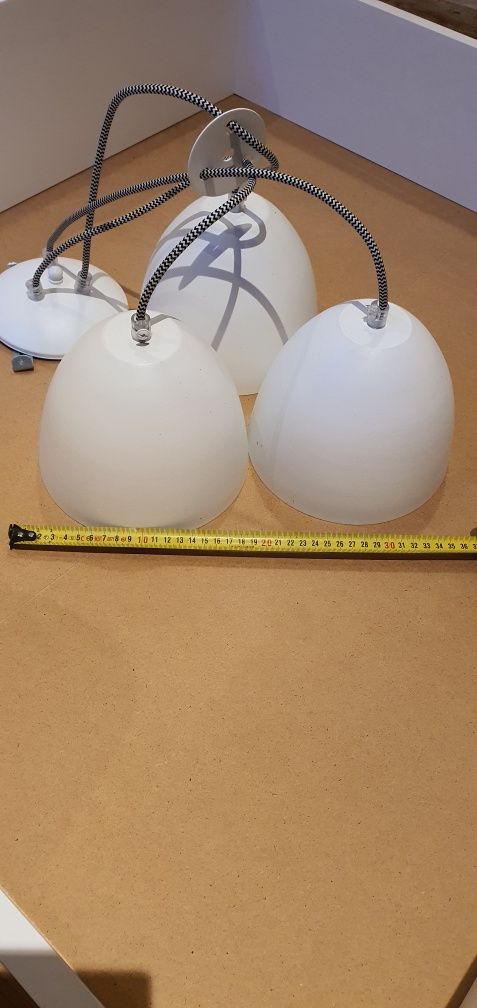 Lampa Wisząca Żyrandol Abażury Biały potrójny