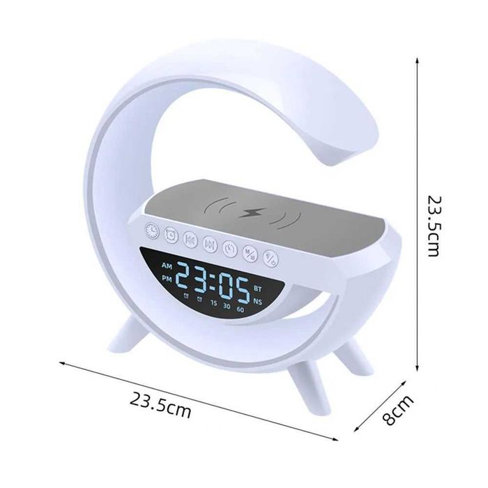 Лампа-нічник BT-3401 з бездротовою зарядкою, блютуз колонкою +годинник