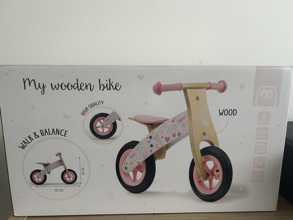 Bicicleta de madeira sem pedais em rosa da Eureka Kids