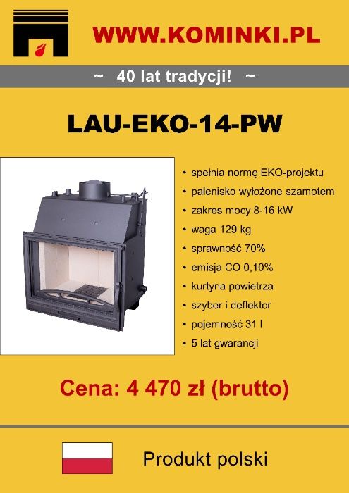 LAU-EKO-14-PW Kominek PW z płaszczem wodnym