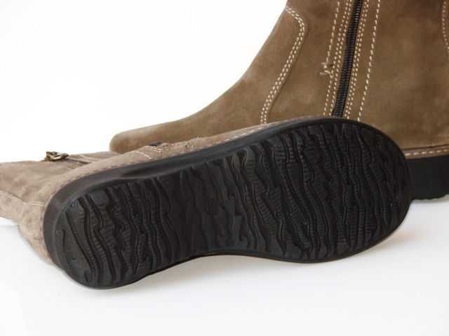 Botki damskie skóra zamsz khaki płaskie TREVO r. 38