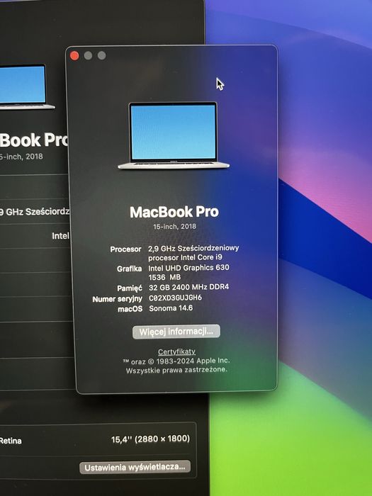 MacBook Pro 15-inch 512GB Intel Core i9 Radeon Pro 560X 32GB RAM