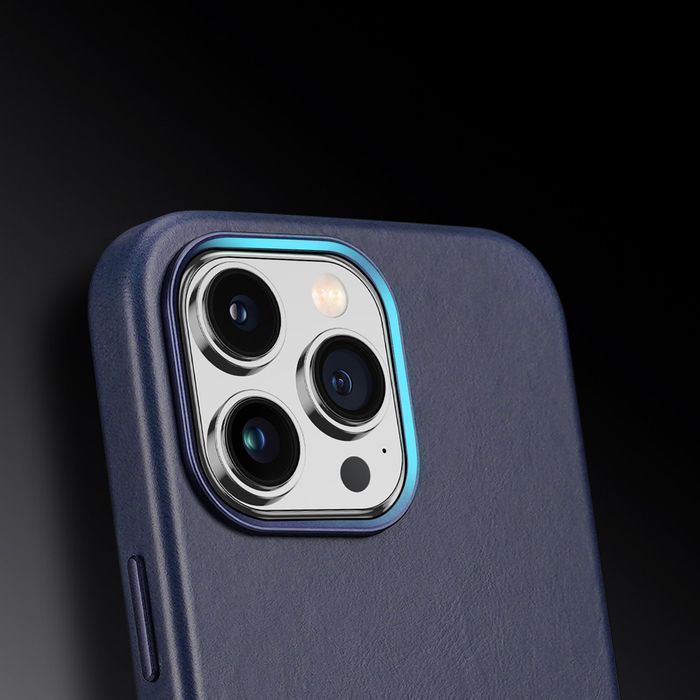 Etui iPhone 14 Pro Max Dux Ducis Naples - Skórzany, Niebieski, MagSafe