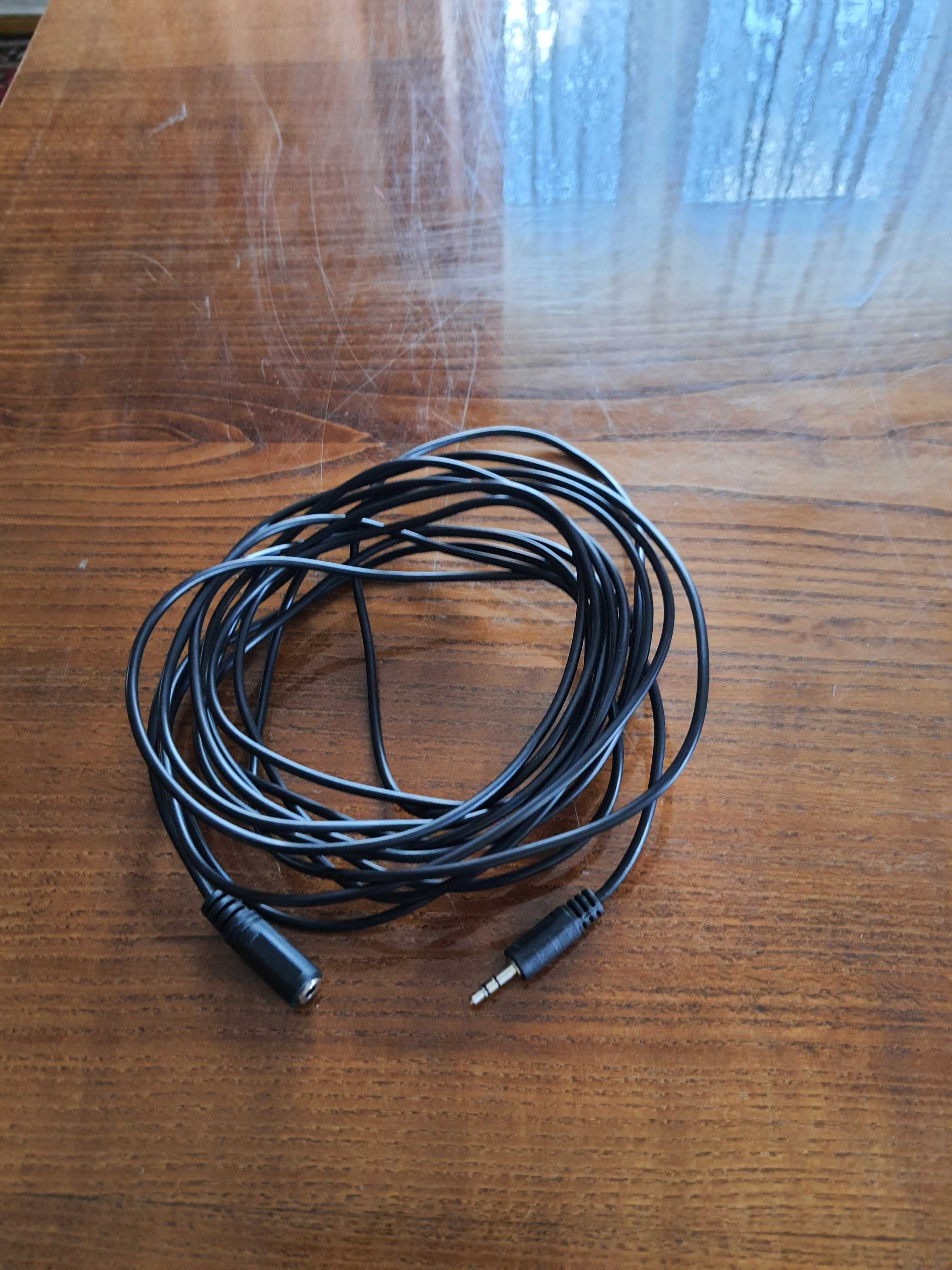 Kabel mini jack - mini jack  plus przedłużacz 5m.