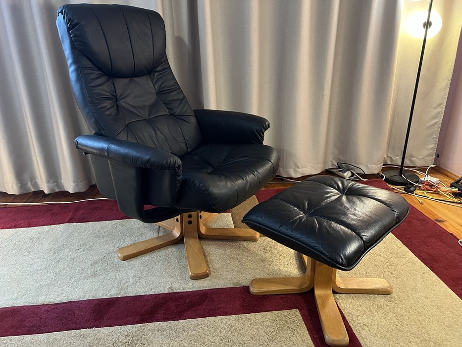 Чорне Крісло Реклайнер з Данії Екошкіра