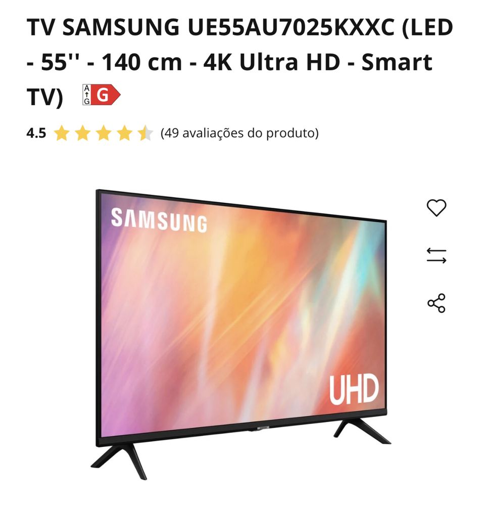 Tv samsung 55” Smart Ultra HD