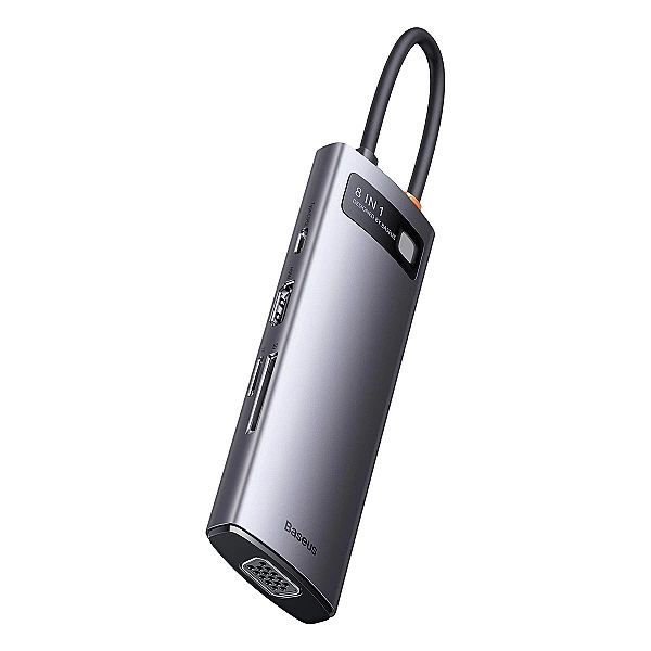 Hub Baseus Metal Gleam Series 8w1 Usb-c - Hdmi / 3x Usb 3.2 Gen 1 / Pd