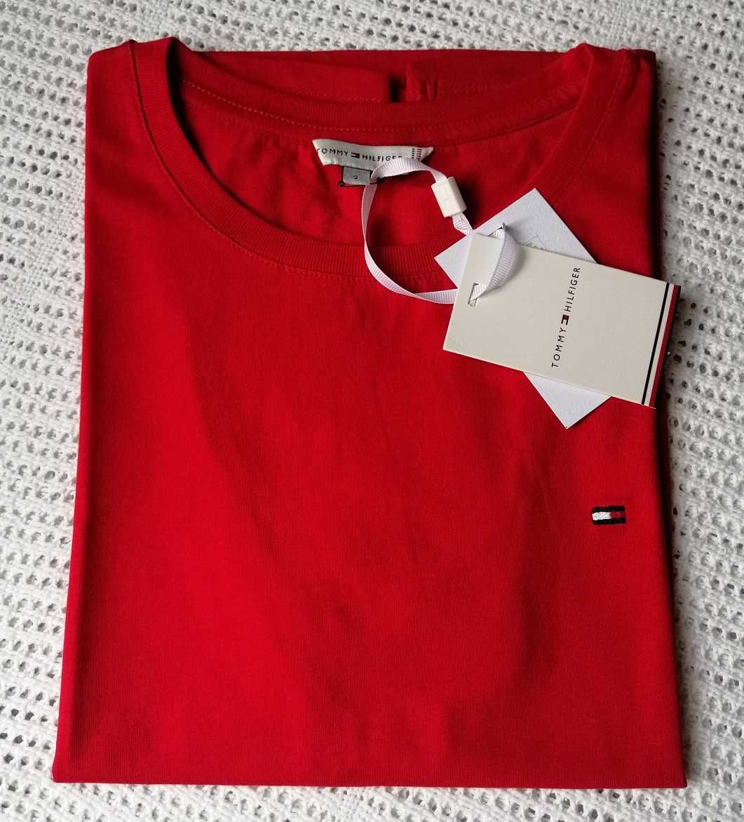 Tommy Hilfiger Oryginał Logo Haft czerwona koszulka t-shirt bluzka S