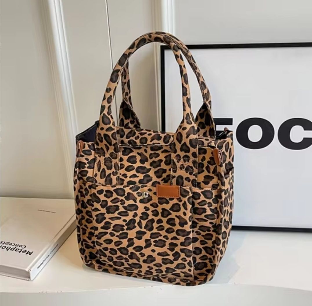 Torba w panterkę shopper bag w cętki lampart duża torebka worek rączka