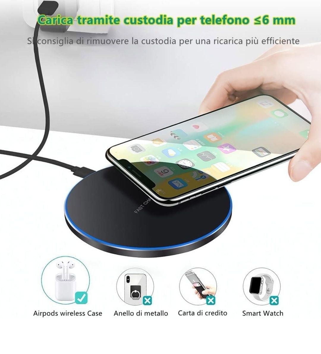 Bezprzewodowa ładowarka indukcyjna podstawka 15W USB TYP-C