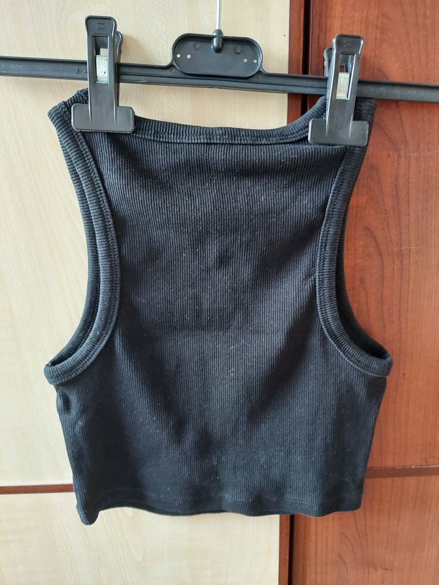 crop top czarny w prążki