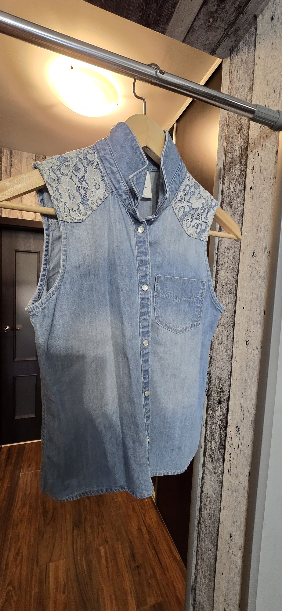 Jeansowa koszula bez rękawów, H&M, 158cm, 12-13lat