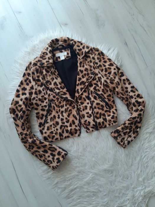 Piękna krótka kurtka ramoneska panterka XS 34