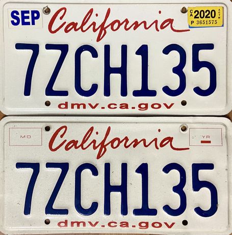 Штат Калифорния California. Авто номер США USA