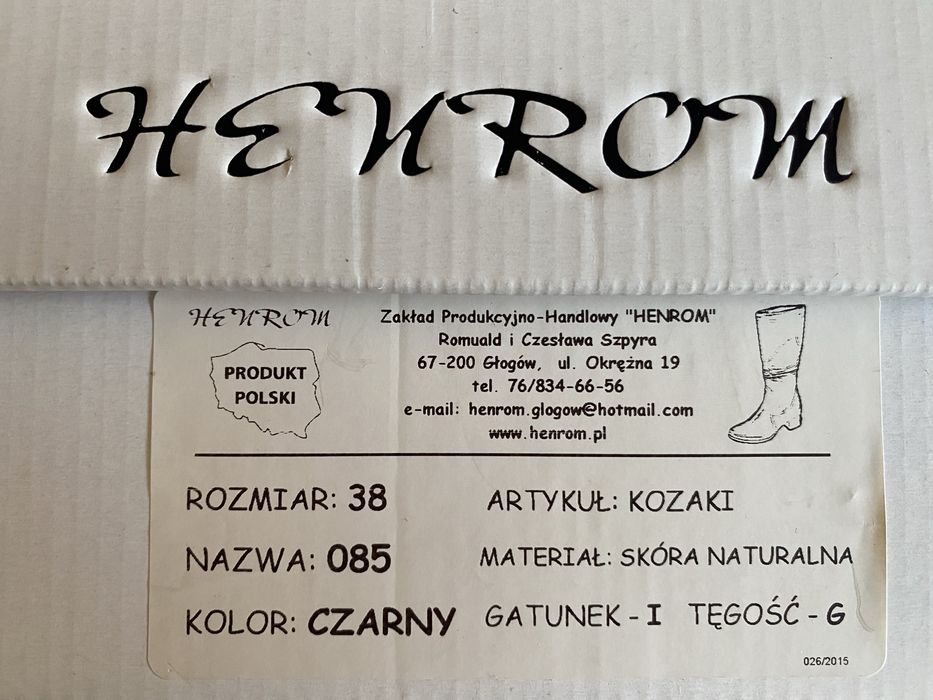 Kozaki czarne skóra naturalna Henrom r. 38