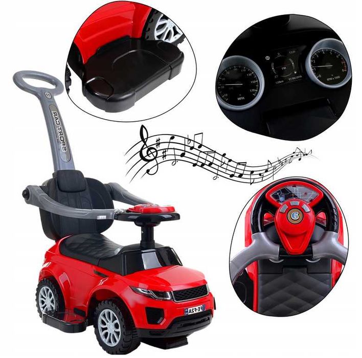 Duży Jeździk Chodzik Pchacz Zabawka Interaktywna dla Dzieci Oparcie