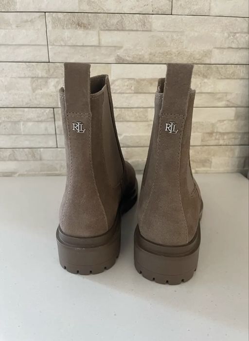 Шкіряні сіро-бежеві черевики челсі 36 розмір Lauren Ralph
