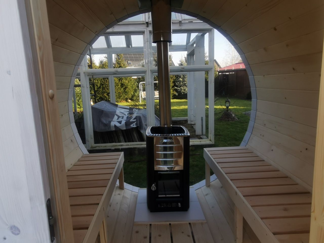 Sauna ogrodowa Pełna panorama 2,5x2,1 Piec +akcesoria!