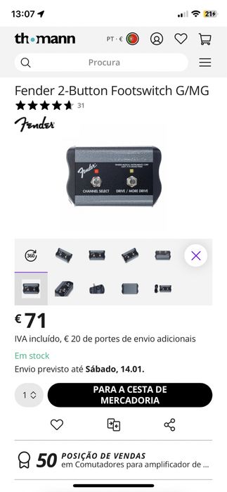 Fender 2-Button Footswitch Channel/Drive/More Drive