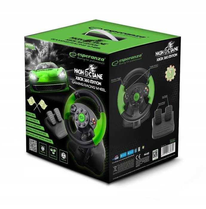 Kierownica Esperanza EG104 PC XBOX PlayStation 3 Czarny ZIelony NOWY