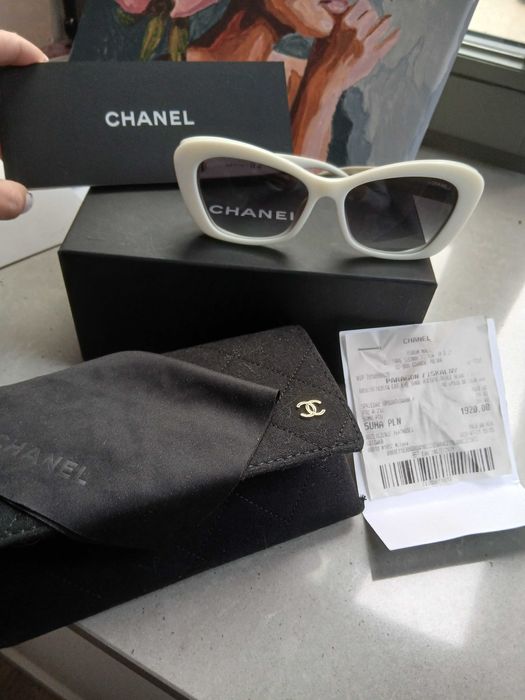 Okulary CHANEL piękne kocie oko białe