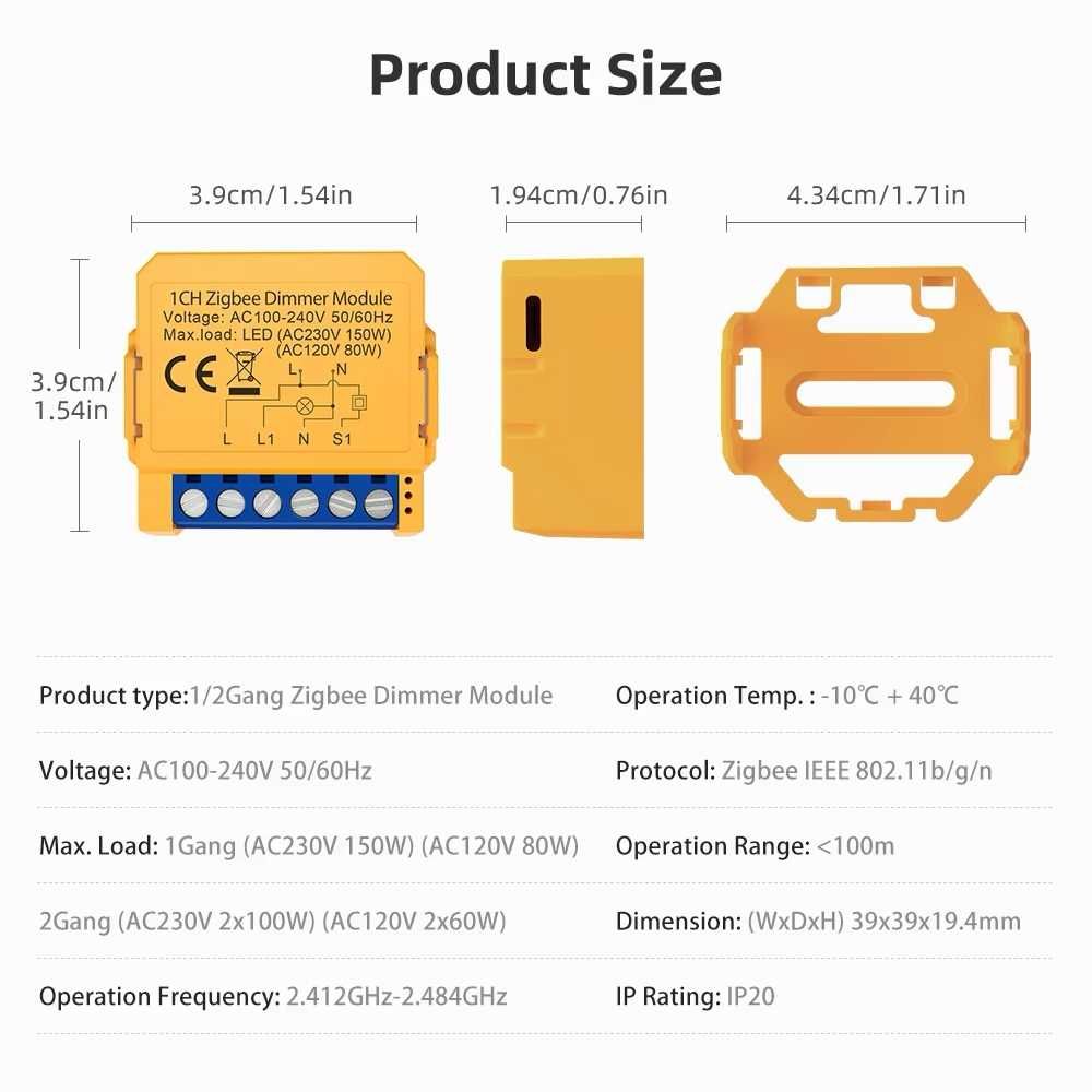 AVATTO ZigBee Dimmer Module 1 gang