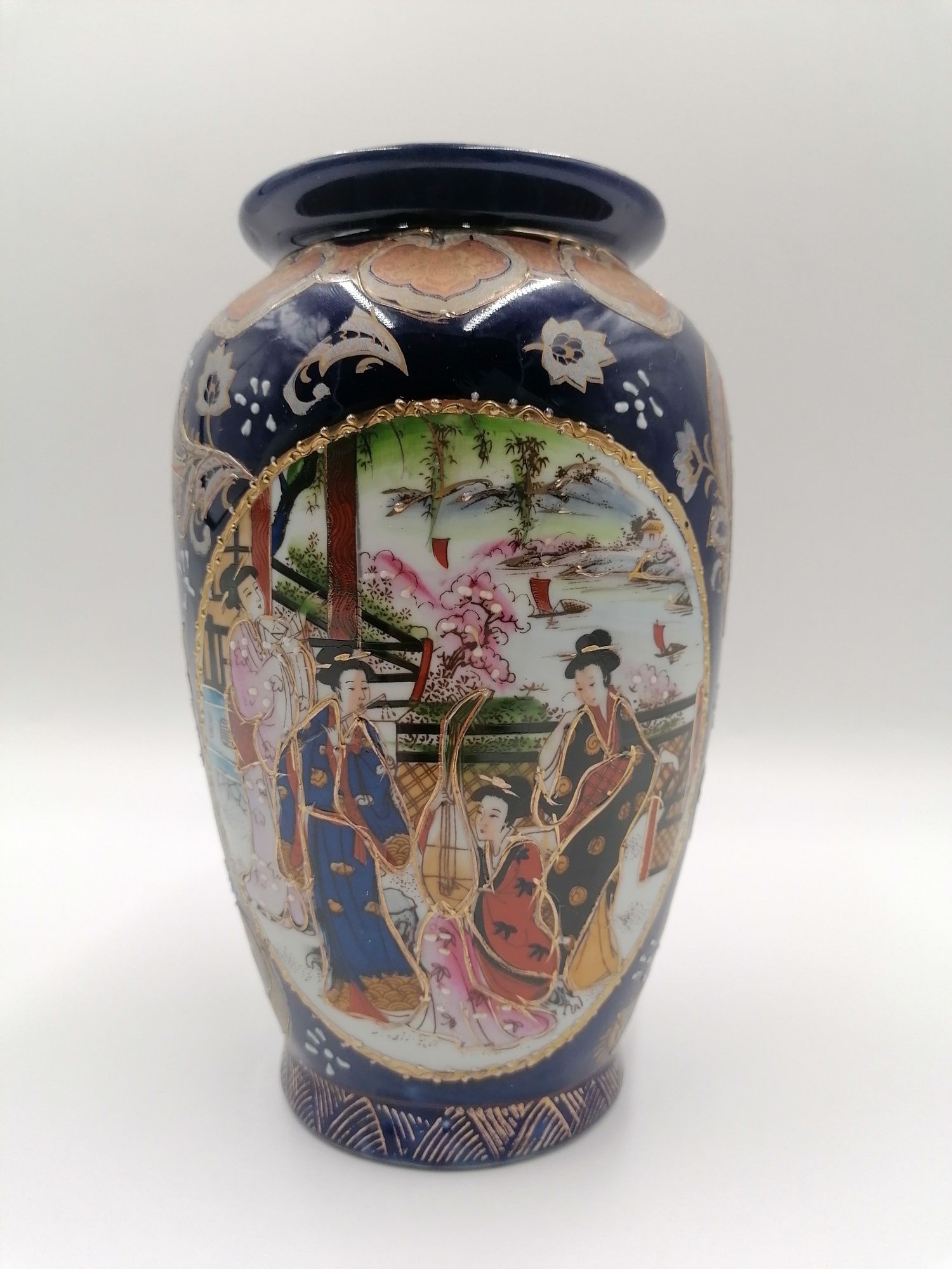Duży piękny kobaltowy ręcznie malowany chiński wazon porcelanowy