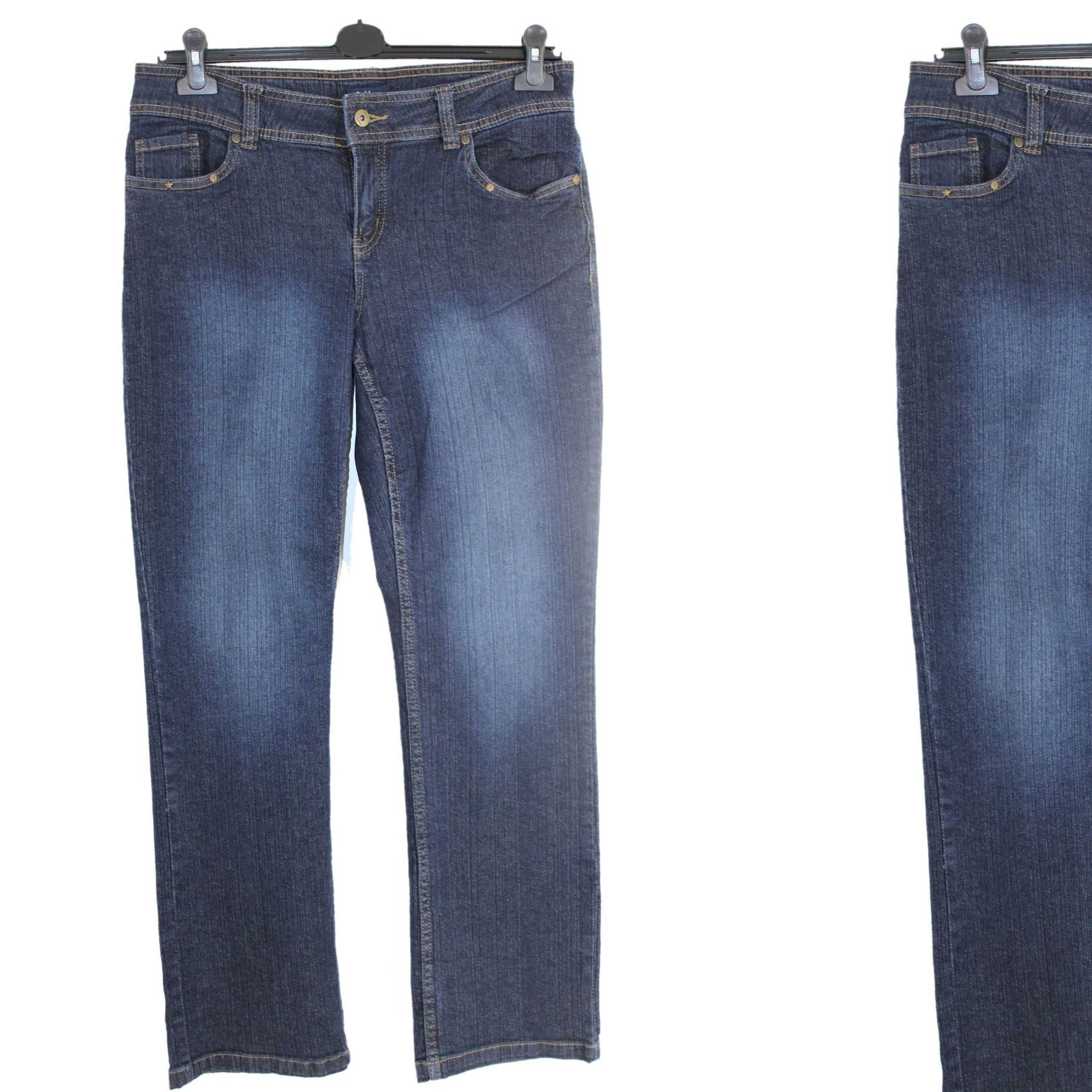 w7 PORT LOUIS Granatowe Damskie Proste Spodnie Jeans 40/42 L/XL