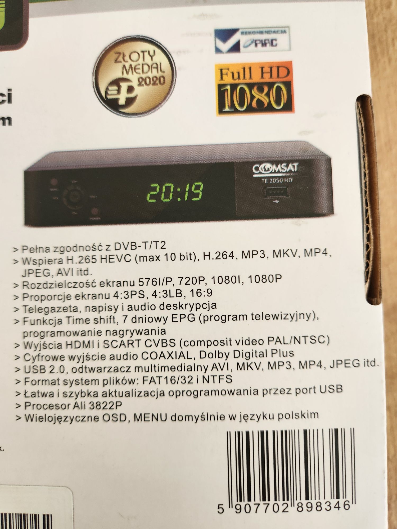 Nowy z pilotem dekoder DVB-T/T2 Comsat TE 2050 HD