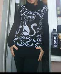 Платье вязанное свитер туника кошка