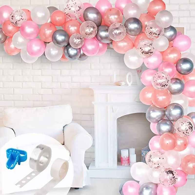Girlanda balonowa 120 balonów Premium – biało różowa wys. GRATIS