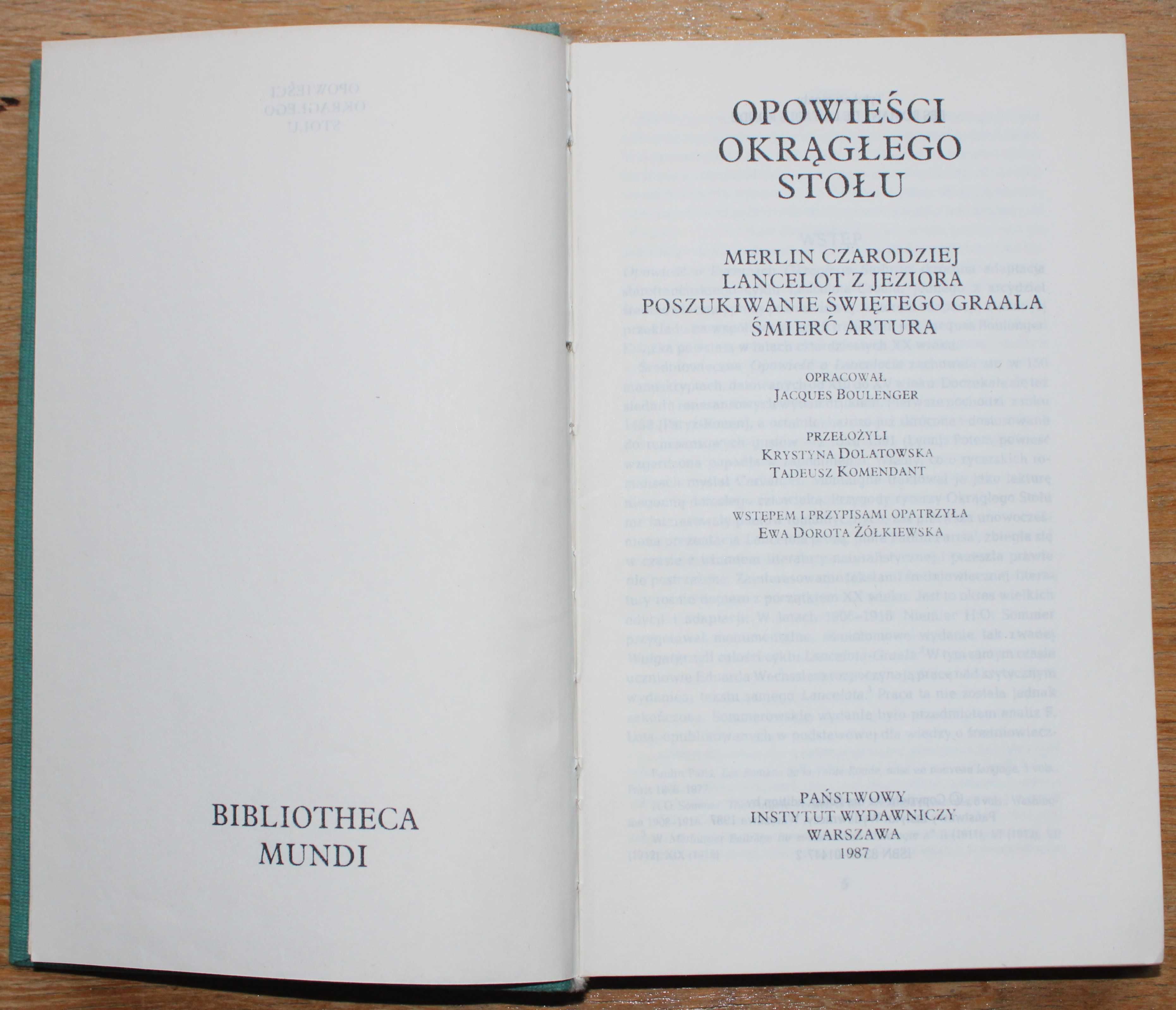 Opowieści okrągłego stołu, oprac. Jacques Boulenger, PIW 1987