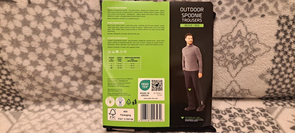 Nowe Spodnie Outdoor Wodoodporne z Odblaskami Go Active w roz L