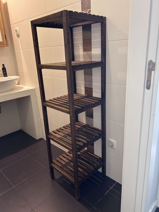 Estante movel alto madeira ripas 6 prateleiras iKEA
