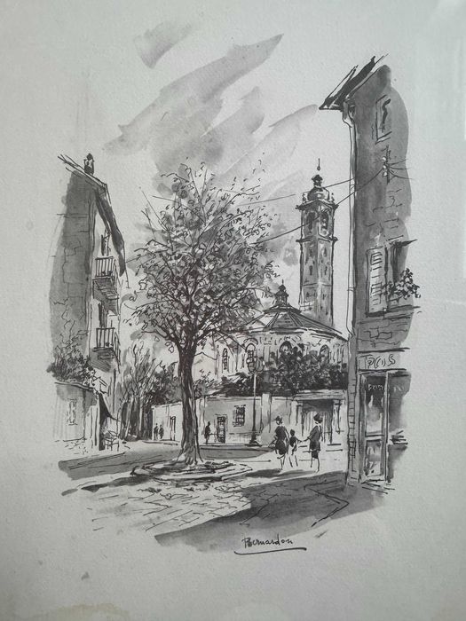 Obraz w ramie drewnianej za szkłem = wymiary : 29 cm x 39 cm