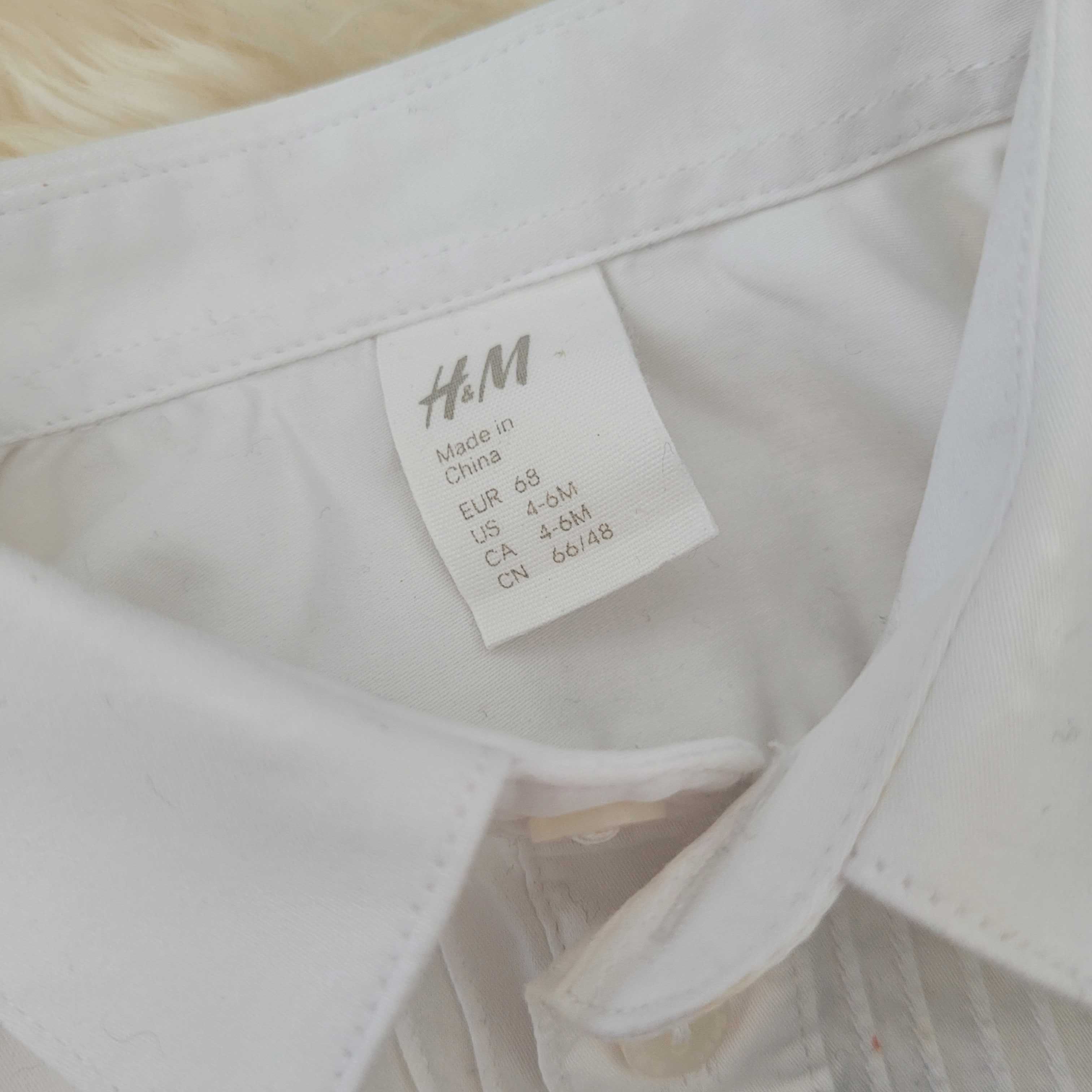 H&M elegancka biała koszula z muszką roz. 68 chrzest