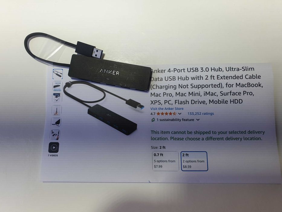 Anker 4 port usb 3.0 ultra slim data hub  a7516  5 Гбіт/с
