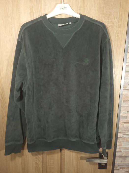 Męska Bluza Welurowa Carhartt United Script Sweat Crewneck Zielona