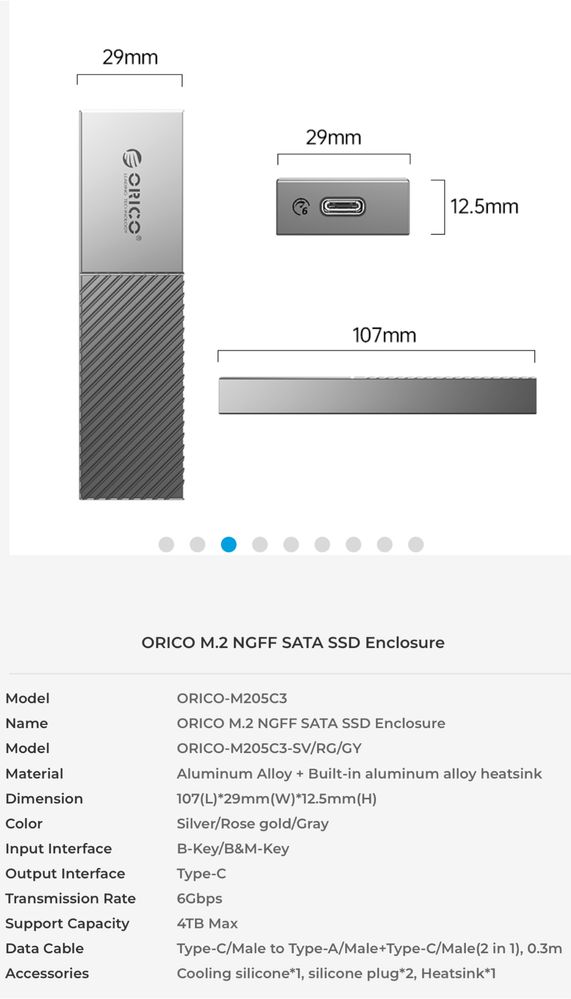 Корпус твердотельного накопителя ORICO