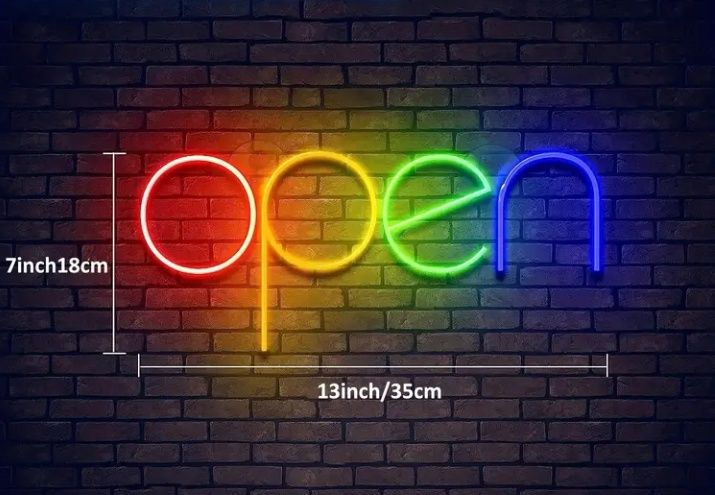 Napis NEON LED open - kolorowy neon świetlny NOWYzasilanie wtyczka USB