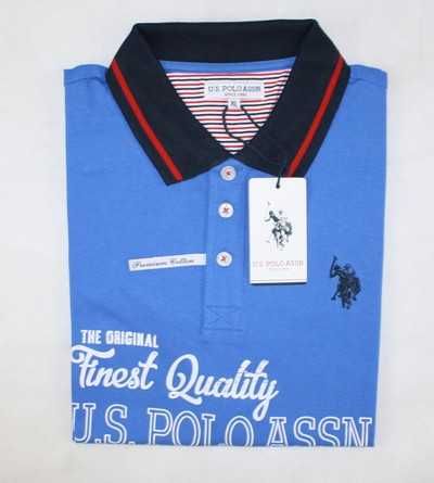 Męska koszulka polo U.S. Polo Assn. Jersey Premium Cotton niebieska -L