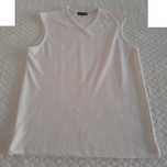 Bezrękawnik męski, koszulka, biały, prążki, slim fit, M-L (Odzież)