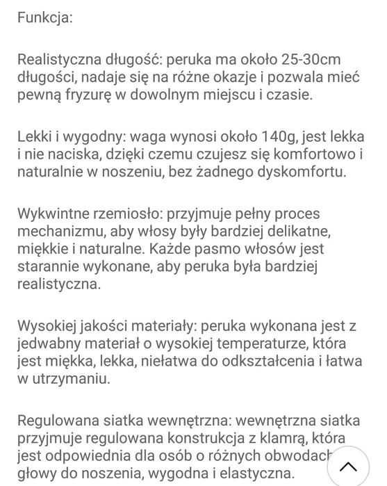 Peruka czarna krótka.